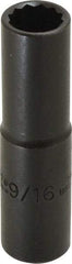 Proto - 9/16", 1/2" Drive, Deep Hand Socket - 12 Points, 3-1/4" OAL, Alloy Steel, Black Finish - Industrial Tool & Supply
