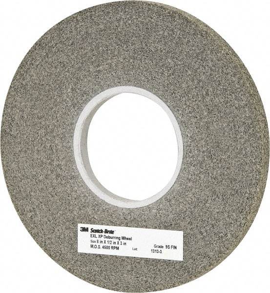3M - 8" Diam, 1/2" Face Width, 3" Center Hole, Fine Grade, Silicon Carbide Deburring Wheel - Convolute, Extra Hard Density 9 Grade, 4,500 RPM - Industrial Tool & Supply