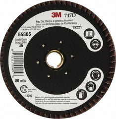 3M - 36 Grit, 4-1/2" Disc Diam, 5/8-11 Center Hole, Type 27 Ceramic Flap Disc - 13,300 Max RPM, Cloth Backing, Arbor Attaching System, Coated - Industrial Tool & Supply