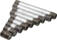Made in USA - 66 Piece, 1/2" Pipe, Galvanized Pipe Nipple Set - Schedule 40, (6) Close, (6) 1-1/2, (6) 2, (6) 2-1/2, (6) 3, (6) 3-1/2, (6) 4, (6) 4-1/2, (6) 5, (6) 5-1/2, (6) 6 - Industrial Tool & Supply