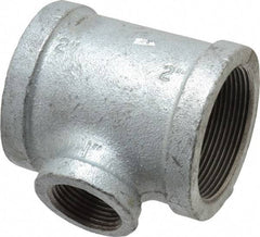Made in USA - Class 150, 2 x 2 x 1" Galvanized Pipe Reducing Tee - Threaded, Malleable Iron - Industrial Tool & Supply