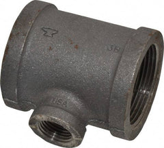 Made in USA - Size 1-1/2 x 1-1/2 x 1/2", Class 150, Malleable Iron Black Pipe Reducing Tee - 300 psi, Threaded End Connection - Industrial Tool & Supply