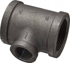 Made in USA - Size 1-1/2 x 1-1/2 x 3/4", Class 150, Malleable Iron Black Pipe Reducing Tee - 300 psi, Threaded End Connection - Industrial Tool & Supply