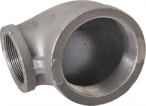 Made in USA - Size 3 x 2", Class 150, Malleable Iron Black Pipe Reducing Elbow - 300 psi, Threaded End Connection - Industrial Tool & Supply