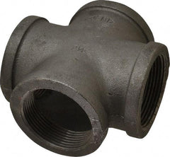 Made in USA - Size 2-1/2", Class 150, Malleable Iron Black Pipe Cross - 300 psi, Threaded End Connection - Industrial Tool & Supply