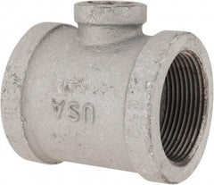 Made in USA - Class 150, 1-1/2 x 1-1/2 x 1/2" Galvanized Pipe Reducing Tee - Threaded, Malleable Iron - Industrial Tool & Supply