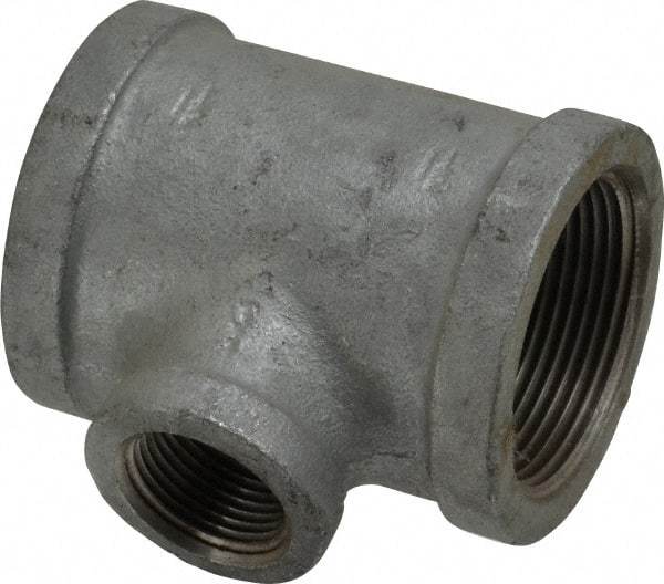 Made in USA - Class 150, 1-1/2 x 1-1/2 x 3/4" Galvanized Pipe Reducing Tee - Threaded, Malleable Iron - Industrial Tool & Supply