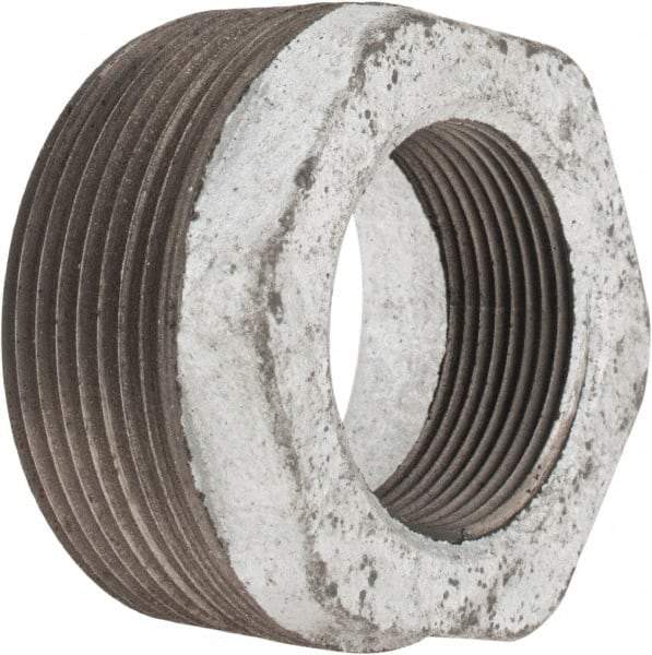 Made in USA - Class 150, 2-1/2 x 1-1/2" Galvanized Pipe Hex Bushing - Threaded, Malleable Iron - Industrial Tool & Supply