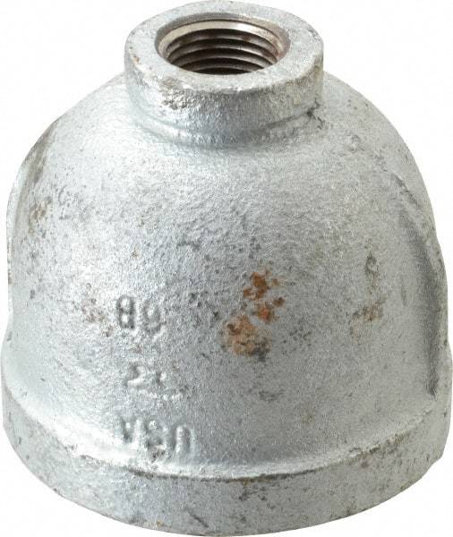 Made in USA - Class 150, 2 x 1/2" Galvanized Pipe Reducing Coupling - Threaded, Malleable Iron - Industrial Tool & Supply