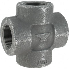 Made in USA - Size 1-1/2", Class 3,000, Forged Carbon Steel Black Pipe Cross - 3,000 psi, Threaded End Connection - Industrial Tool & Supply