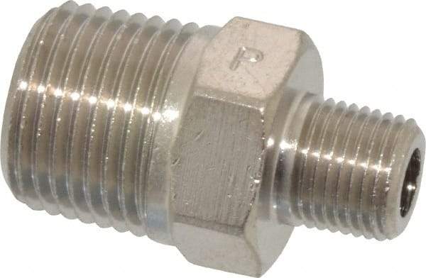 Value Collection - 3/8 x 1/8" Internal Pipe, Brass Hex Nipple Reducer - MNPT - Industrial Tool & Supply