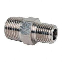 Value Collection - 3/8 x 1/4" Internal Pipe, Brass Hex Nipple Reducer - MNPT - Industrial Tool & Supply