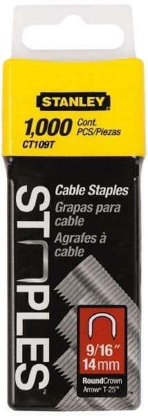 Stanley - 5/16" Wide Galvanized Steel Cable Staples - 9/16" Leg Length - Industrial Tool & Supply