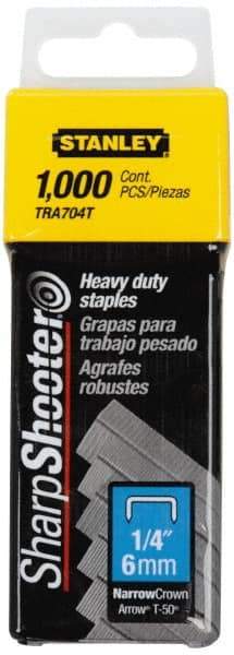 Stanley - 27/64" Wide Galvanized Steel Heavy Duty Power Crown Staples - 1/4" Leg Length - Industrial Tool & Supply