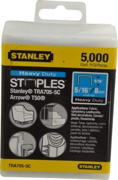 Stanley - 27/64" Wide Galvanized Steel Heavy Duty Power Crown Staples - 5/16" Leg Length - Industrial Tool & Supply