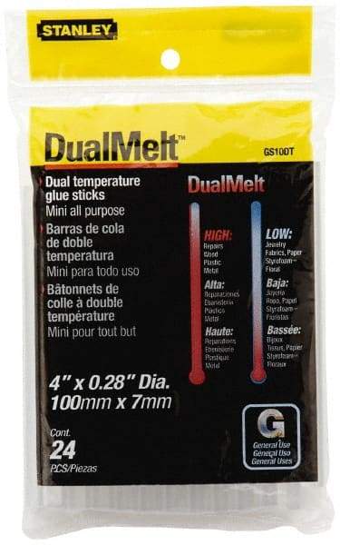 Stanley - 1/4" Diam, 4" Long, Opaque Hot Melt, Low Melt Glue Stick - GS Series - Industrial Tool & Supply