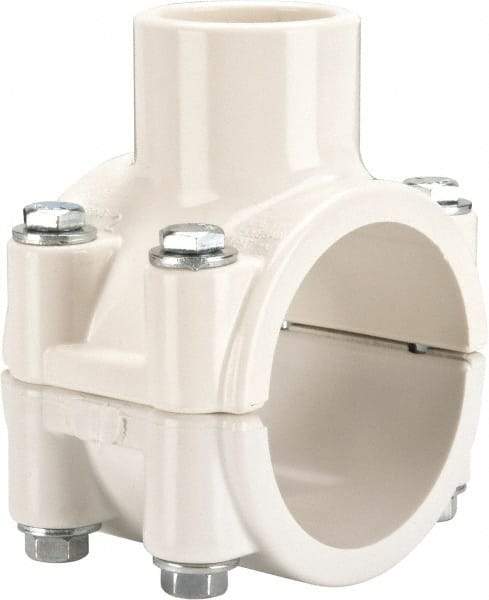 Value Collection - 2 x 1" PVC Plastic Pipe Clamp On Saddle with EPDM O-Ring - Schedule 40, Pipe O.D. x Soc End Connections - Industrial Tool & Supply