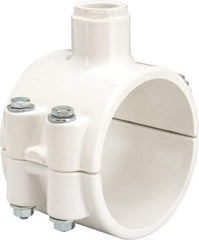 Value Collection - 3 x 1/2" PVC Plastic Pipe Clamp On Saddle with EPDM O-Ring - Schedule 40, Pipe O.D. x Soc End Connections - Industrial Tool & Supply