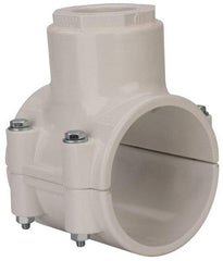 Value Collection - 3 x 1-1/4" PVC Plastic Pipe Clamp On Saddle with EPDM O-Ring - Schedule 40, Pipe O.D. x Soc End Connections - Industrial Tool & Supply