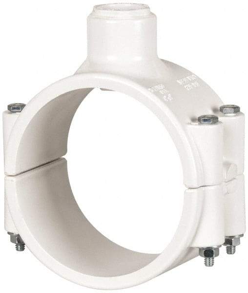 Value Collection - 4 x 3/4" PVC Plastic Pipe Clamp On Saddle with EPDM O-Ring - Schedule 40, Pipe O.D. x Soc End Connections - Industrial Tool & Supply