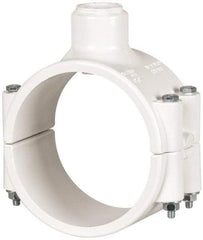 Value Collection - 4 x 3/4" PVC Plastic Pipe Clamp On Saddle with EPDM O-Ring - Schedule 40, Pipe O.D. x Soc End Connections - Industrial Tool & Supply