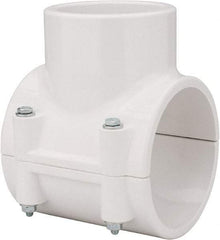 Value Collection - 4 x 3" PVC Plastic Pipe Clamp On Saddle with EPDM O-Ring - Schedule 40, Pipe O.D. x Soc End Connections - Industrial Tool & Supply