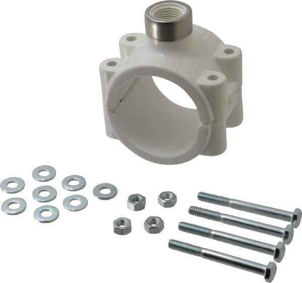 Value Collection - 2 x 1/2" PVC Plastic Pipe Clamp On Saddle with EPDM O-Ring - Schedule 40, Pipe O.D. x SR Fipt End Connections - Industrial Tool & Supply