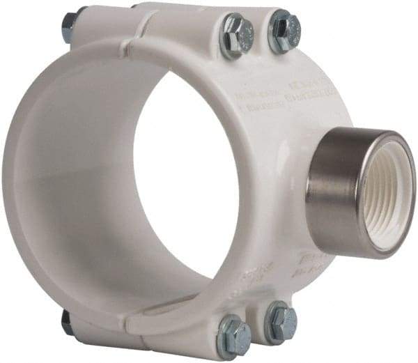 Value Collection - 3 x 1" PVC Plastic Pipe Clamp On Saddle with EPDM O-Ring - Schedule 40, Pipe O.D. x SR Fipt End Connections - Industrial Tool & Supply