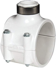 Value Collection - 4 x 1-1/4" PVC Plastic Pipe Clamp On Saddle with EPDM O-Ring - Schedule 40, Pipe O.D. x SR Fipt End Connections - Industrial Tool & Supply