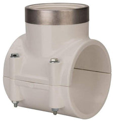 Value Collection - 4 x 3" PVC Plastic Pipe Clamp On Saddle with EPDM O-Ring - Schedule 40, Pipe O.D. x SR Fipt End Connections - Industrial Tool & Supply