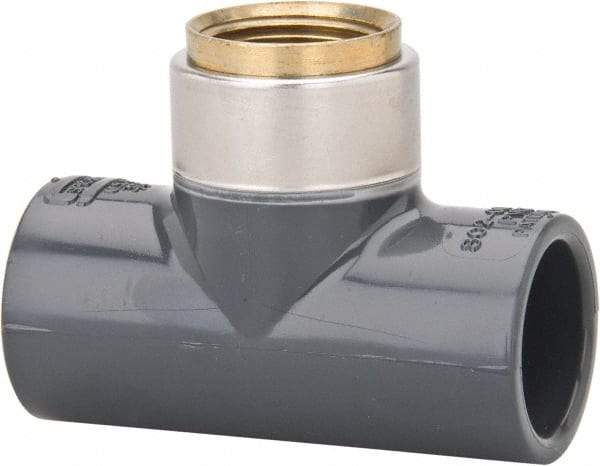 Value Collection - 3/4" PVC Plastic Pipe Tee - Schedule 80, PVC Slip x Brass Fipt End Connections - Industrial Tool & Supply