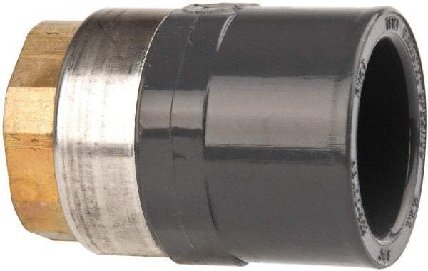 Value Collection - 3/4" PVC Plastic Pipe Female Adapter - Schedule 80, PVC Slip x Brass Fipt End Connections - Industrial Tool & Supply