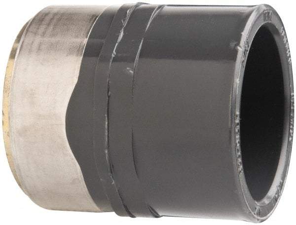 Value Collection - 1-1/4" PVC Plastic Pipe Female Adapter - Schedule 80, PVC Slip x Brass Fipt End Connections - Industrial Tool & Supply