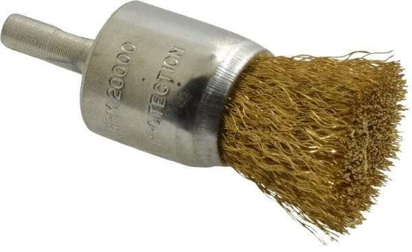 Value Collection - 1" Brush Diam, End Brush - Fine Grade, 1/4" Diam Shank, 20,000 Max RPM - Industrial Tool & Supply