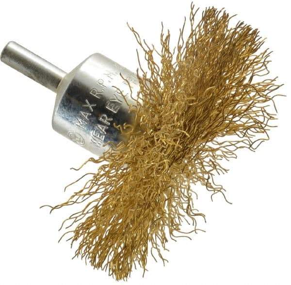 Value Collection - 3" Brush Diam, Flared End Brush - Medium Grade, 1/4" Diam Shank, 15,000 Max RPM - Industrial Tool & Supply