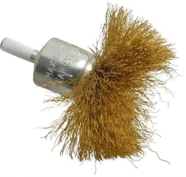 Value Collection - 3" Brush Diam, Flared End Brush - Fine Grade, 1/4" Diam Shank, 15,000 Max RPM - Industrial Tool & Supply