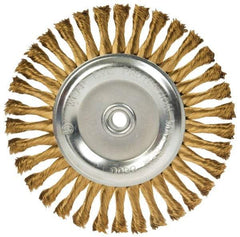 Value Collection - 8" OD, 5/8-11 Arbor Hole, Knotted Brass Wheel Brush - 5/8" Face Width, 1-1/2" Trim Length, 0.02" Filament Diam, 6,000 RPM - Industrial Tool & Supply