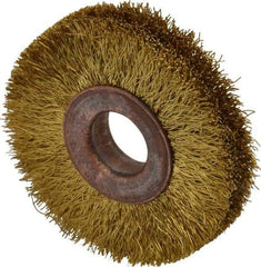 Value Collection - 2" OD, 1/2" Arbor Hole, Crimped Brass Wheel Brush - 5/16" Face Width, 3/8" Trim Length, 0.008" Filament Diam, 20,000 RPM - Industrial Tool & Supply