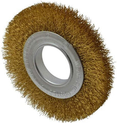 Value Collection - 6" OD, 2" Arbor Hole, Crimped Brass Wheel Brush - 7/8" Face Width, 1-1/8" Trim Length, 0.014" Filament Diam, 6,000 RPM - Industrial Tool & Supply