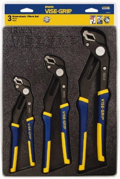 Irwin - 3 Piece GrooveLock Plier Set - Comes in Storage Tray - Industrial Tool & Supply