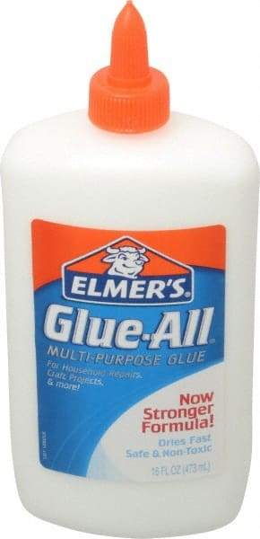 Elmer's - 16 oz Bottle White All Purpose Glue - 5 min Working Time, Bonds to Ceramic, Fabric, Leather, Paper & Wood - Industrial Tool & Supply