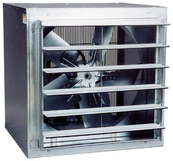 Fantech - 42" Blade, Belt Drive, 1-1/2 hp, 17,540 CFM, TEAO Exhaust Fan - 46-1/4" Opening Height x 46-1/4" Opening Width, 28-1/4" Deep, 208 to 220/440 Volt, 1 Speed, Three Phase - Industrial Tool & Supply