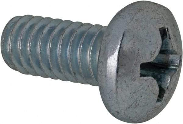 Value Collection - #12-24 UNC, 1/2" Length Under Head Phillips Drive Machine Screw - Pan Head, Grade 2 Steel, Zinc-Plated Finish, Without Washer - Industrial Tool & Supply