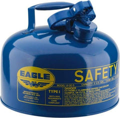 Eagle - 2 Gal Galvanized Steel Type I Safety Can - 9-1/2" High x 11-1/4" Diam, Blue - Industrial Tool & Supply