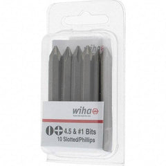 Wiha - 1/4" Drive, #1 Reversible Phillips/Slotted Screwdriver Bit - 2-3/8" OAL - Industrial Tool & Supply