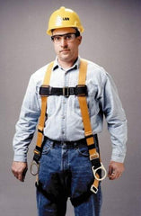 Miller - 400 Lb Capacity, Size Universal, Full Body Construction Safety Harness - Polyester, Side D-Ring, Mating Leg Strap, Mating Chest Strap, Yellow/Black - Industrial Tool & Supply
