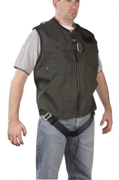 Gemtor - 350 Lb Capacity, Size S, Full Body Vest Safety Harness - Polyester, Quick Connect Leg Strap, Quick Connect Chest Strap, Green - Industrial Tool & Supply