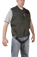 Gemtor - 350 Lb Capacity, Size M, Full Body Vest Safety Harness - Polyester, Quick Connect Leg Strap, Quick Connect Chest Strap, Green - Industrial Tool & Supply