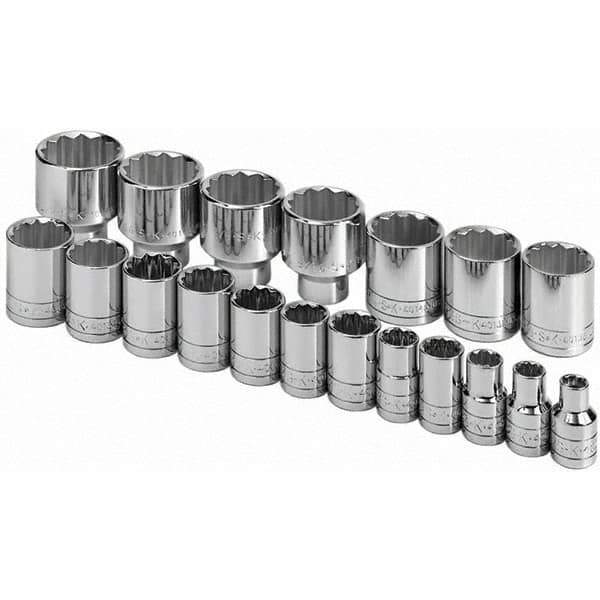 SK - 1/2" Drive Standard Socket Set - 3/8 to 1-1/2", Inch Measurement Standard - Industrial Tool & Supply