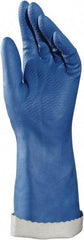 MAPA Professional - Size S (7), 14" Long, 13 mil Thick, Supported, Neoprene Chemical Resistant Gloves - Textured Finish, Cotton Lined, Gauntlet Cuff, Blue, FDA Approved - Industrial Tool & Supply